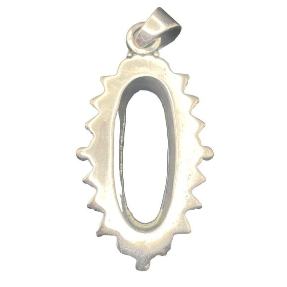 Onyx and sterling silver pendant oval elongated with rope dotted detail - Picture 8 of 8